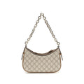 Sac à main en tissu beige de Gucci, avec poignées et détails élégants, idéal pour un style sophistiqué.
