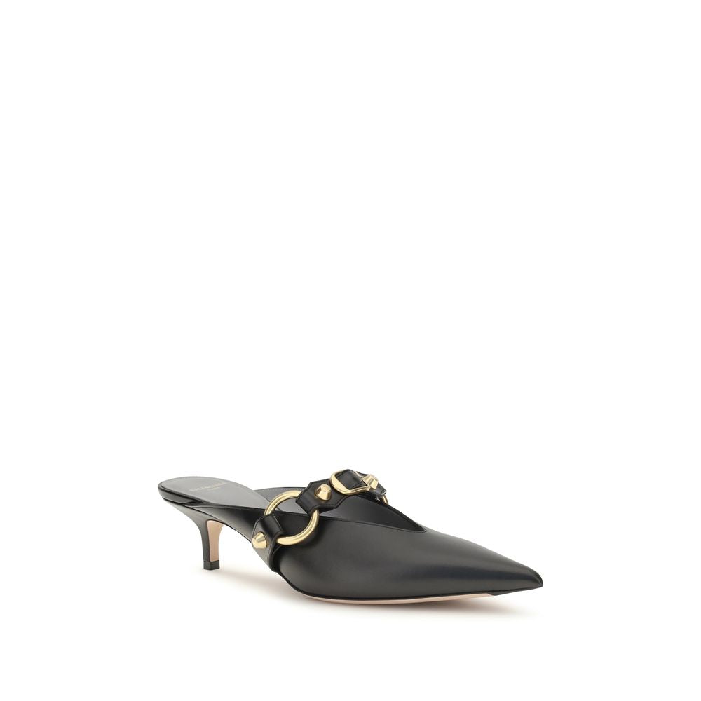 Mules Balenciaga en cuir de veau noir Bos Taurus, élégants et sophistiqués, avec design minimaliste et semelle plate.