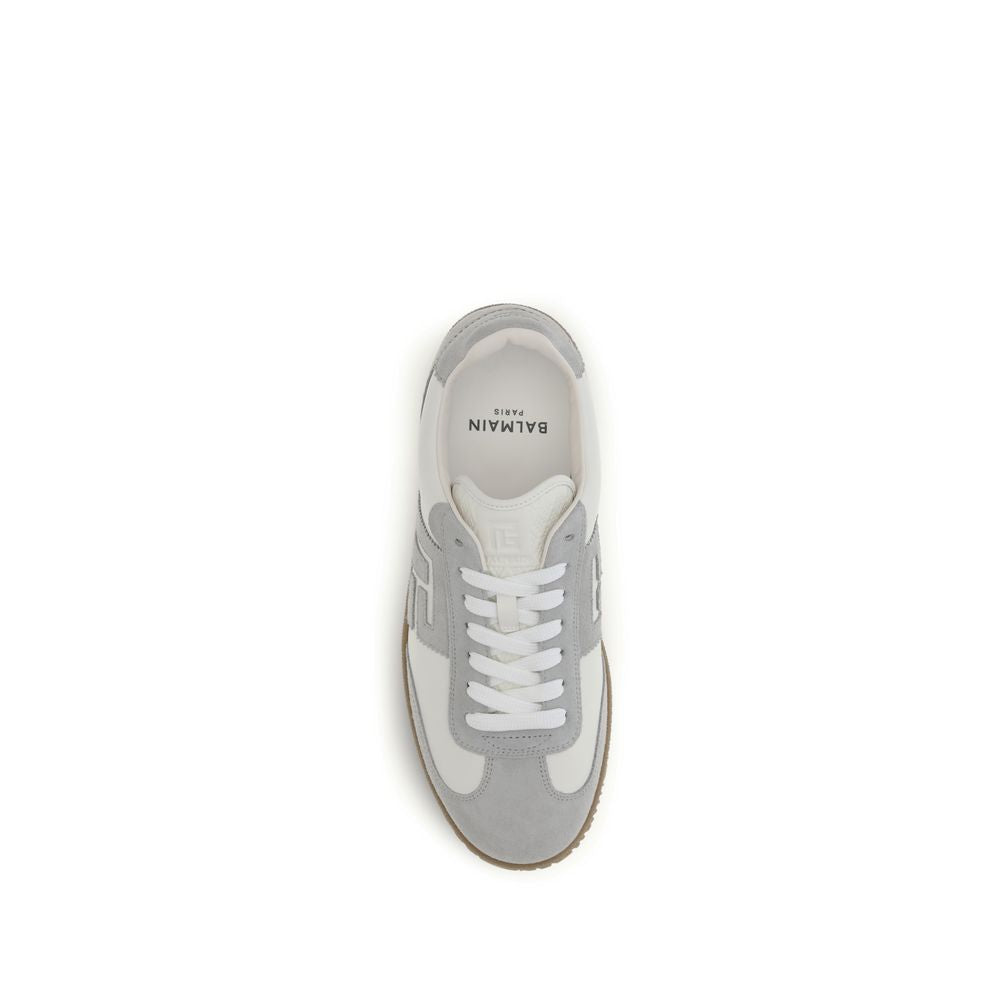 Chaussures de sport Balmain Bos Taurus en cuir blanc pour hommes, baskets athlétiques élégantes en cuir de veau.