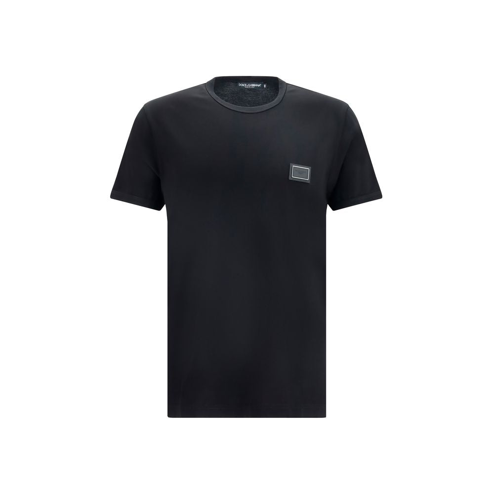T-shirt en coton noir Dolce & Gabbana, style décontracté, affichant le logo Dolce & Gabbana sur la poitrine.