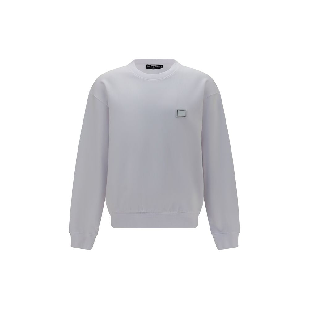 Sweat-shirt blanc en coton de Dolce & Gabbana, style décontracté, avec logo discret visible sur le devant.