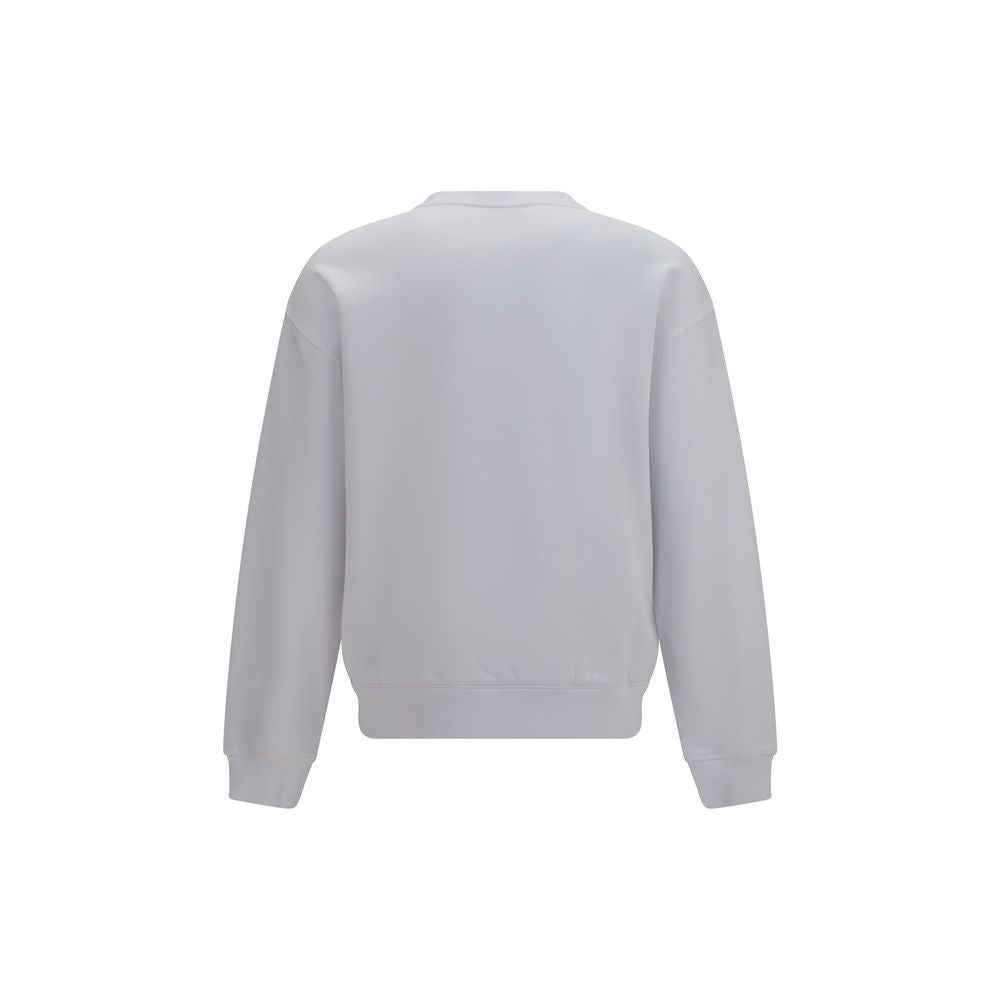Sweat-shirt blanc en coton de Dolce & Gabbana, vêtement décontracté avec logo discret, porté sur un mannequin.