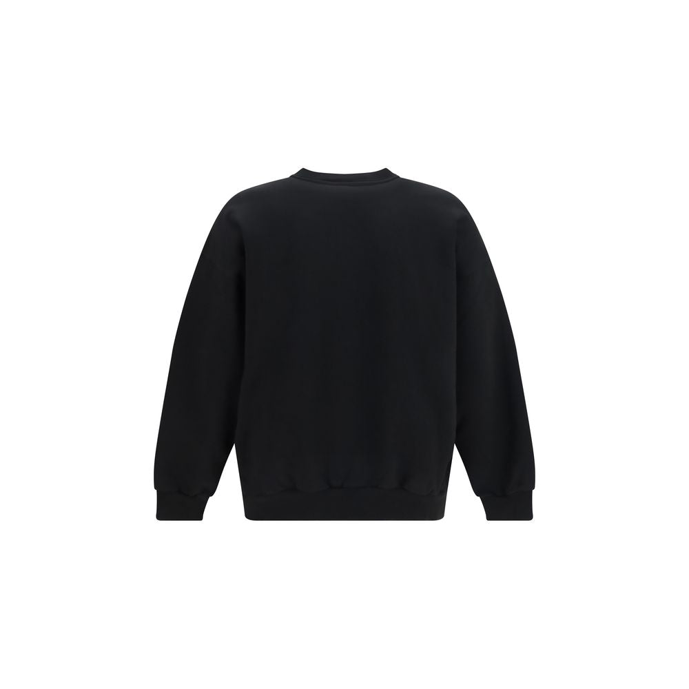 Sweatshirt en coton noir de Balenciaga, vêtement décontracté pour homme, avec logo discret sur la poitrine.
