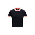 T-shirt en coton noir de la marque Versace, coupe classique, avec logo distinctif sur la poitrine.