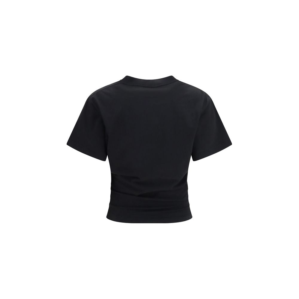 T-shirt noir en coton de la marque Balenciaga, coupe classique, visible en gros plan sur un fond neutre.