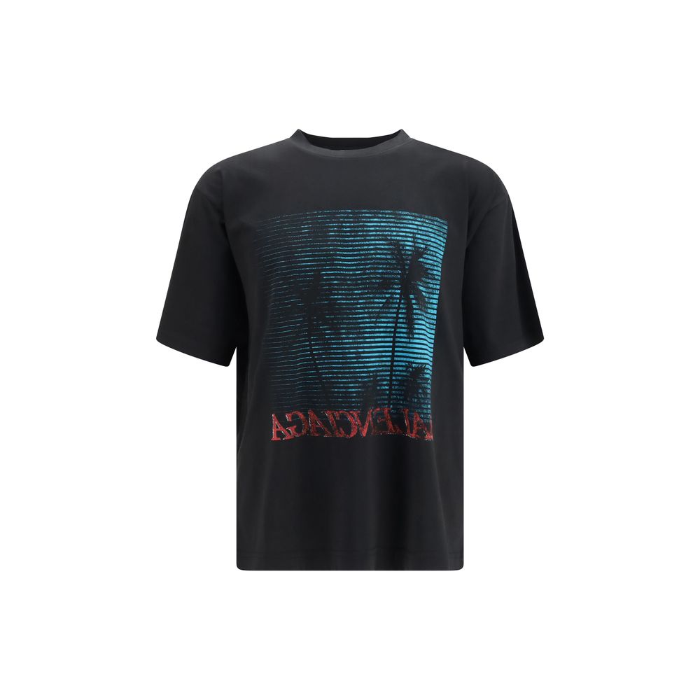 T-shirt noir en coton de marque Balenciaga, coupe classique, visible sur un mannequin.