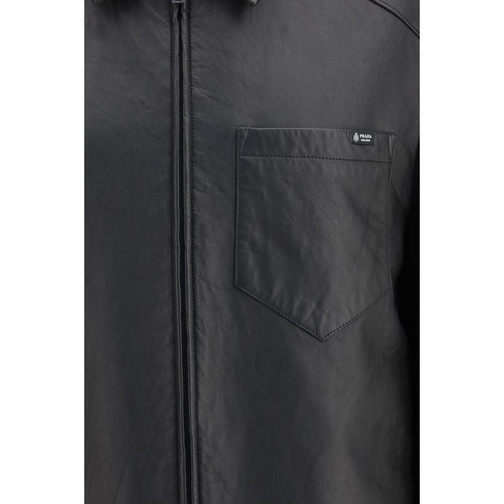 Prada Schwarze Lammlederjacke Ovis Aries Aries