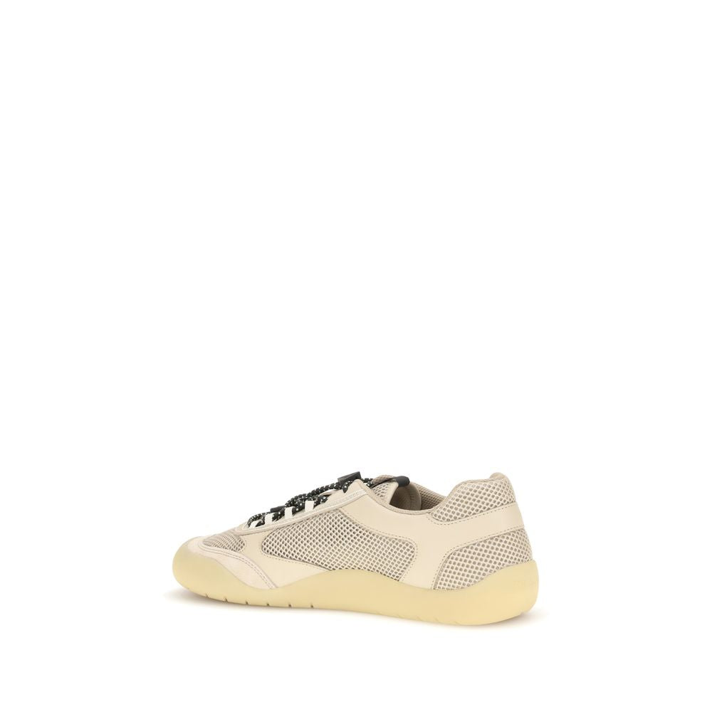 Chaussures de sport Prada en polyester beige, baskets athlétiques élégantes pour hommes ou femmes.
