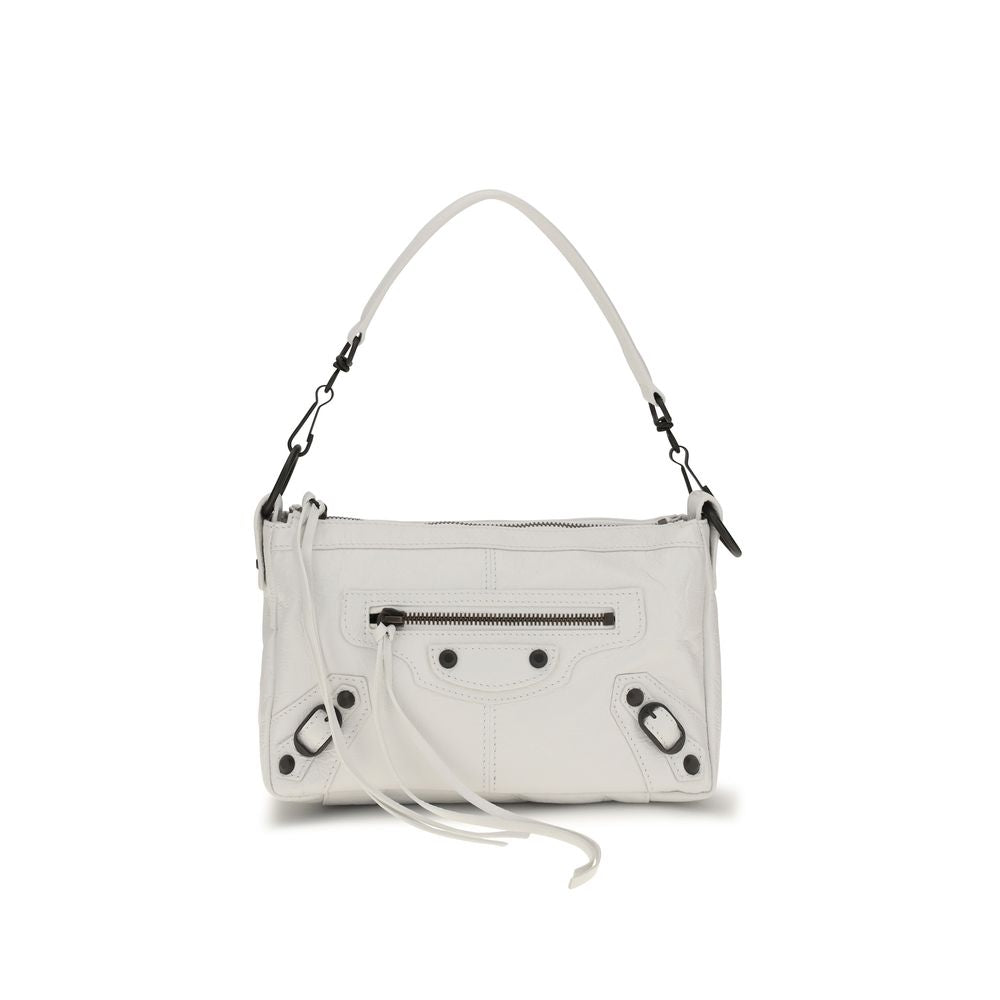 Sac à main Balenciaga en cuir d’agneau blanc Ovis Aries avec détails élégants et finition raffinée.