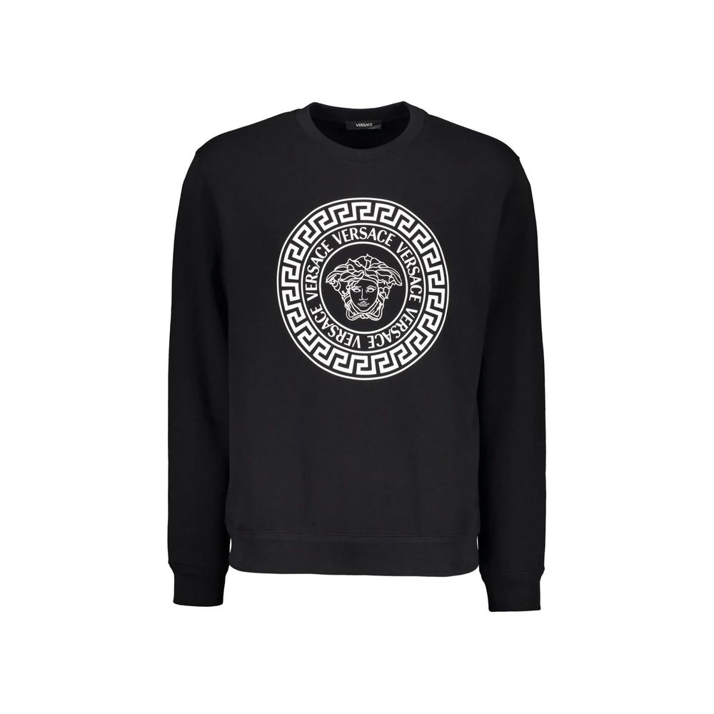 Sweat-shirt en coton noir de Versace, style décontracté avec logo de la marque visible, pour homme ou femme.