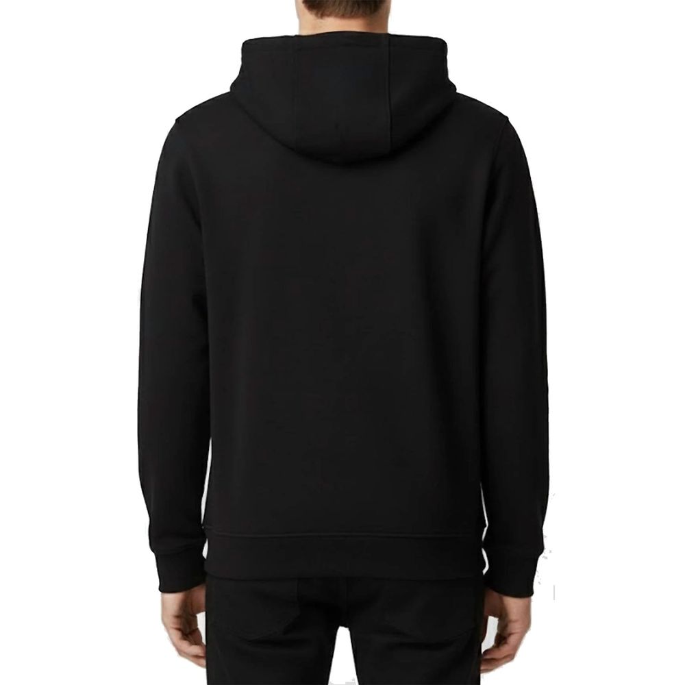 Sweat à capuche en coton noir de la marque Versace, avec logo emblématique visible sur le devant.