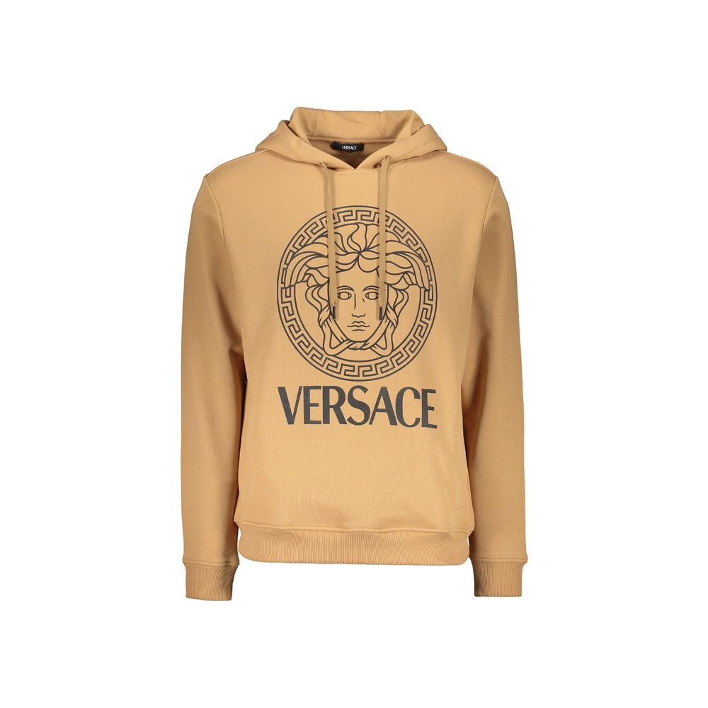 Sweatshirt en coton marron de la marque Versace, coupe décontractée avec logo distinctif sur la poitrine.
