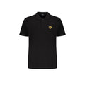 T-shirt en coton noir de la marque Versace, style élégant, avec logo distinctif visible sur le devant.