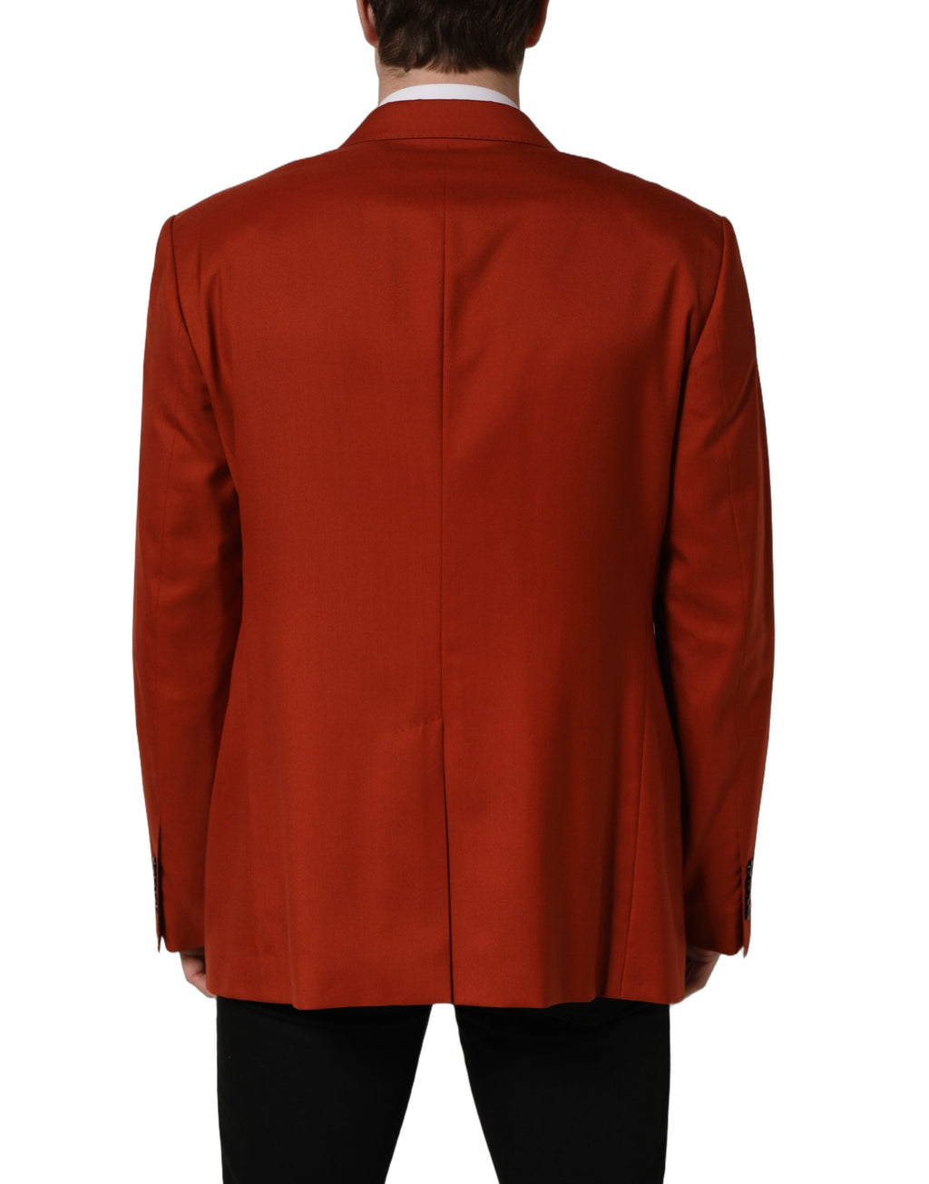Veste blazer en cachemire rouge Dolce & Gabbana à simple boutonnage, élégante et raffinée, vue de face sur fond neutre.