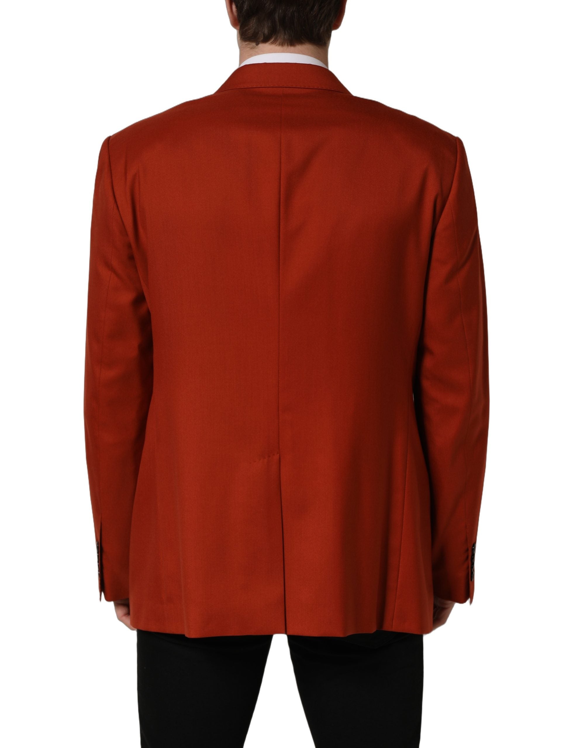 Veste blazer en cachemire rouge Dolce & Gabbana à simple boutonnage, élégante et raffinée, vue de face sur fond neutre.