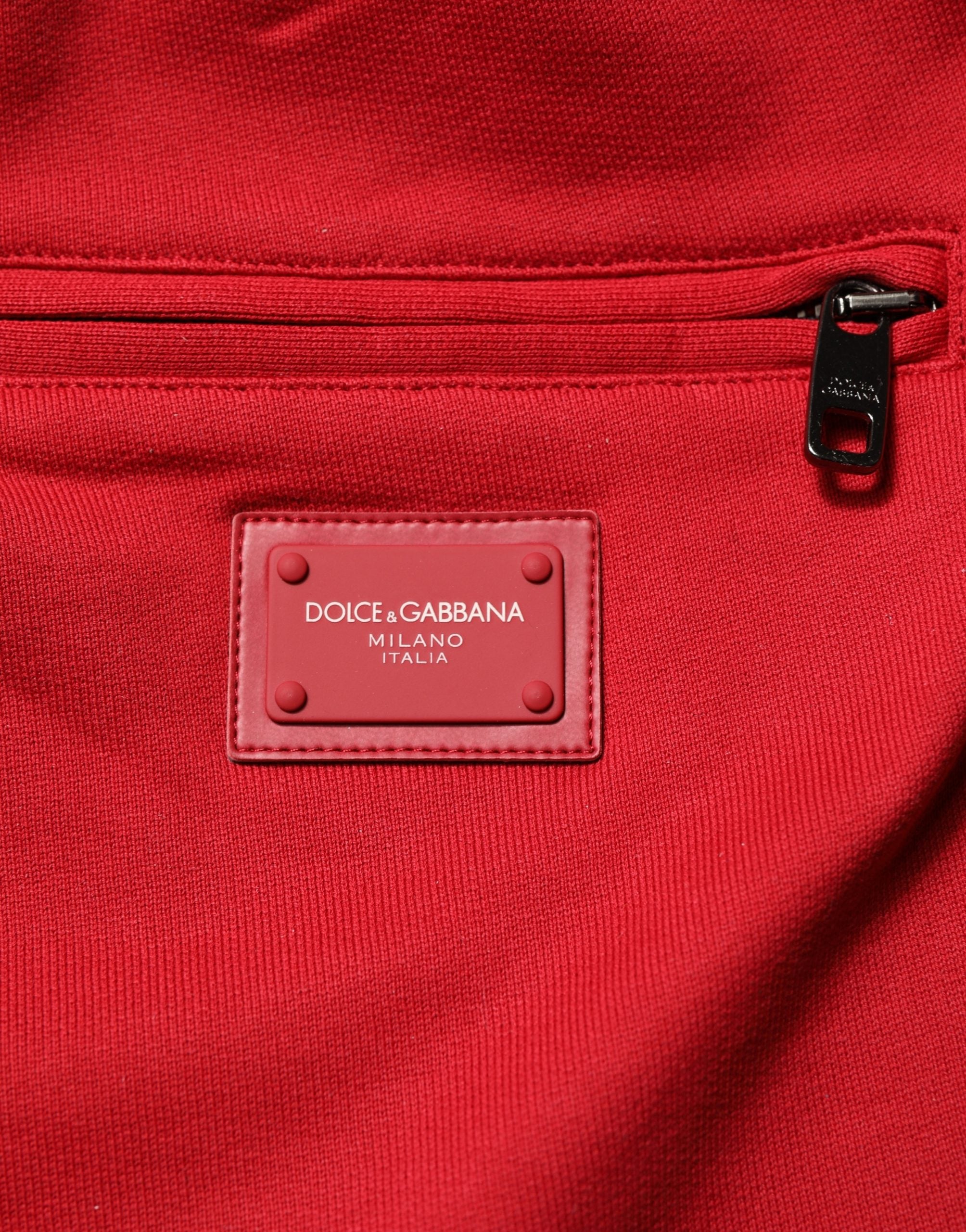 Pantalon de jogging en coton rouge Dolce & Gabbana avec logo DG, pour hommes, style décontracté et confortable.