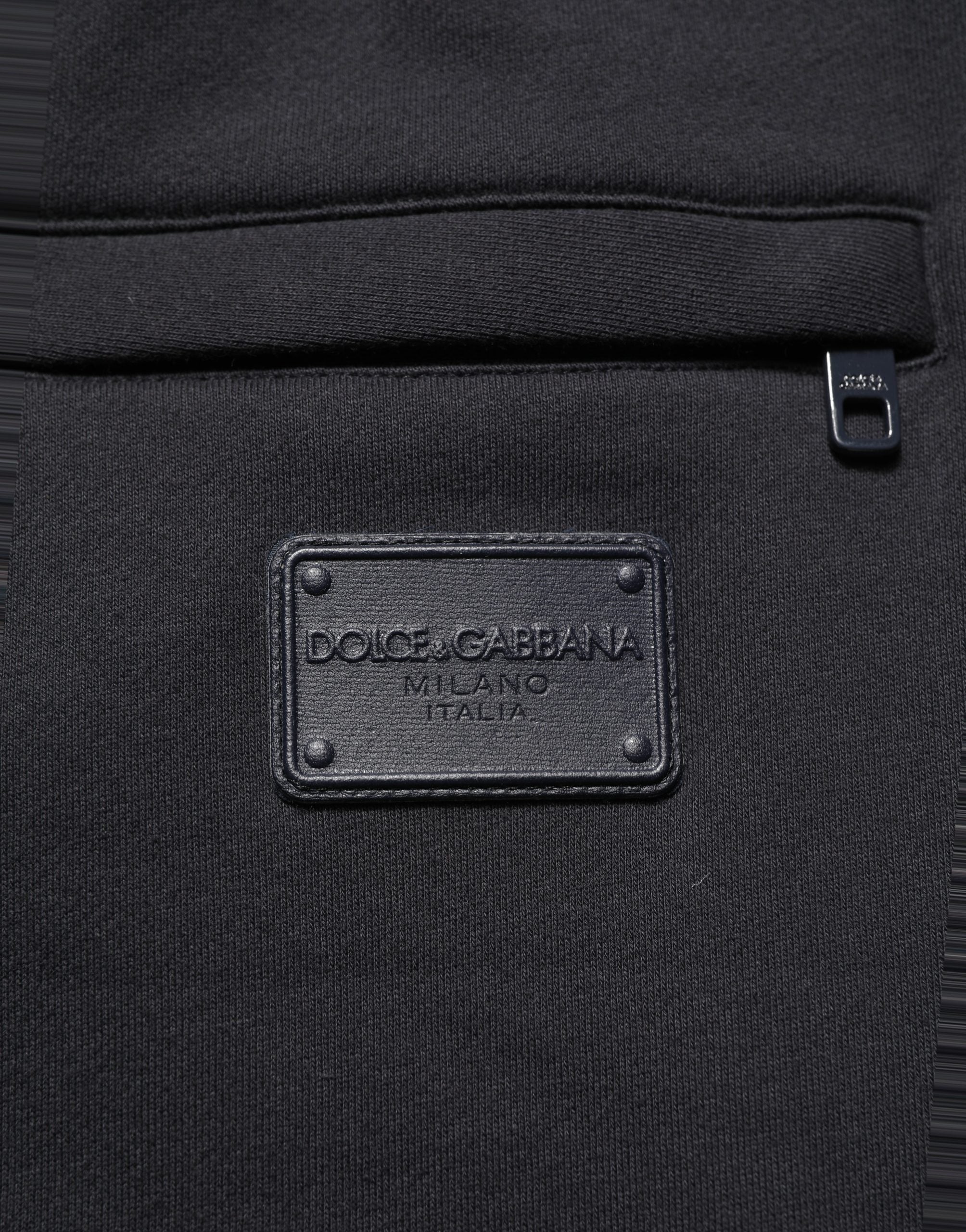 Pantalon de jogging noir Dolce & Gabbana pour homme en viscose avec cordon de serrage, style décontracté et confortable.