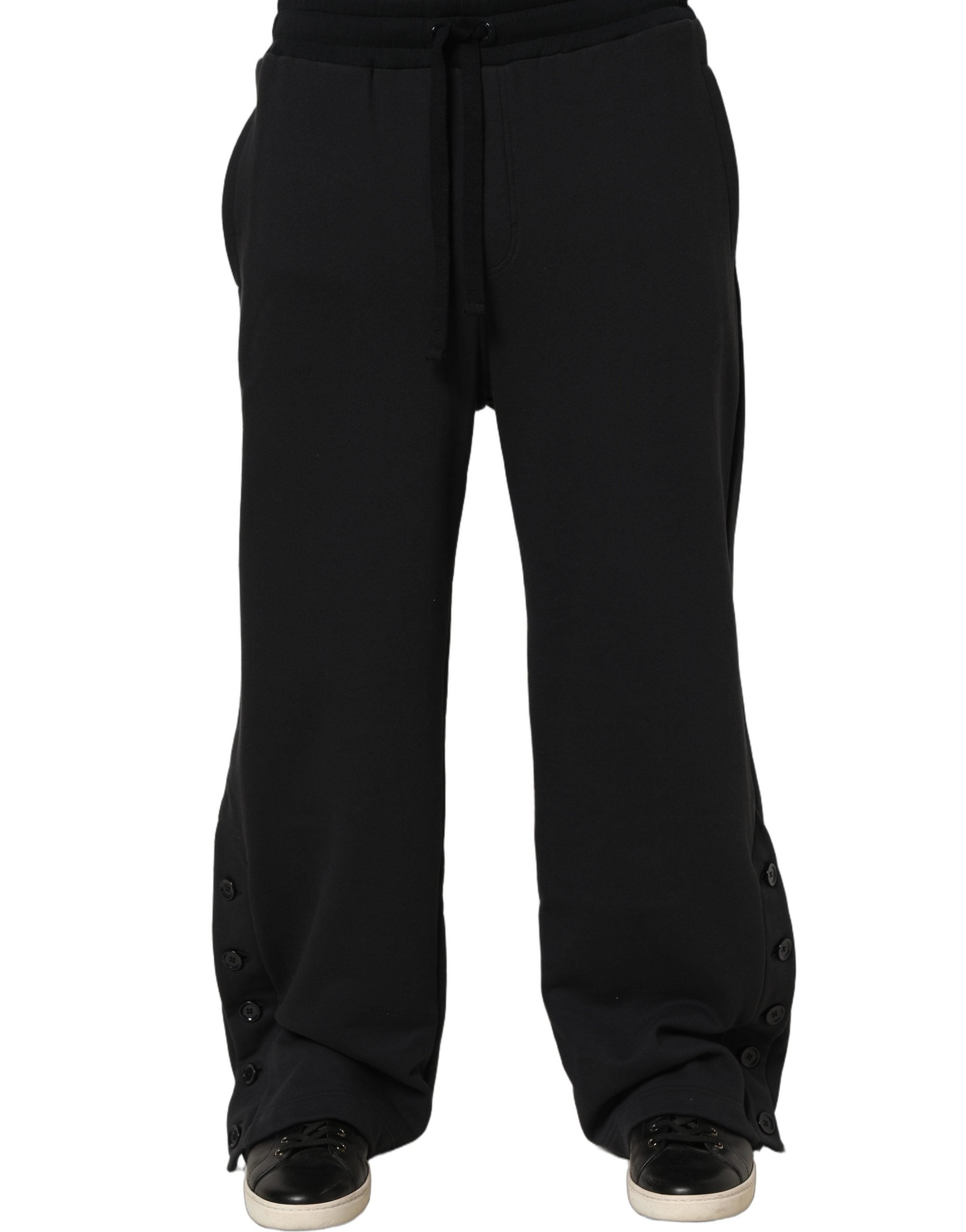 Pantalon de jogging noir Dolce & Gabbana en viscose à cordon de serrage, pour homme, style décontracté et élégant.