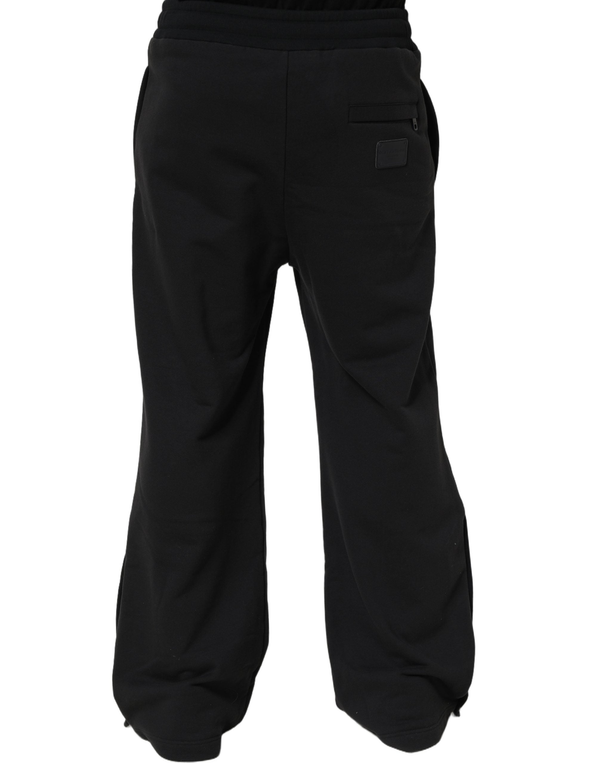 Pantalon de jogging noir Dolce & Gabbana en viscose avec cordon de serrage, pour homme, style décontracté et confort.