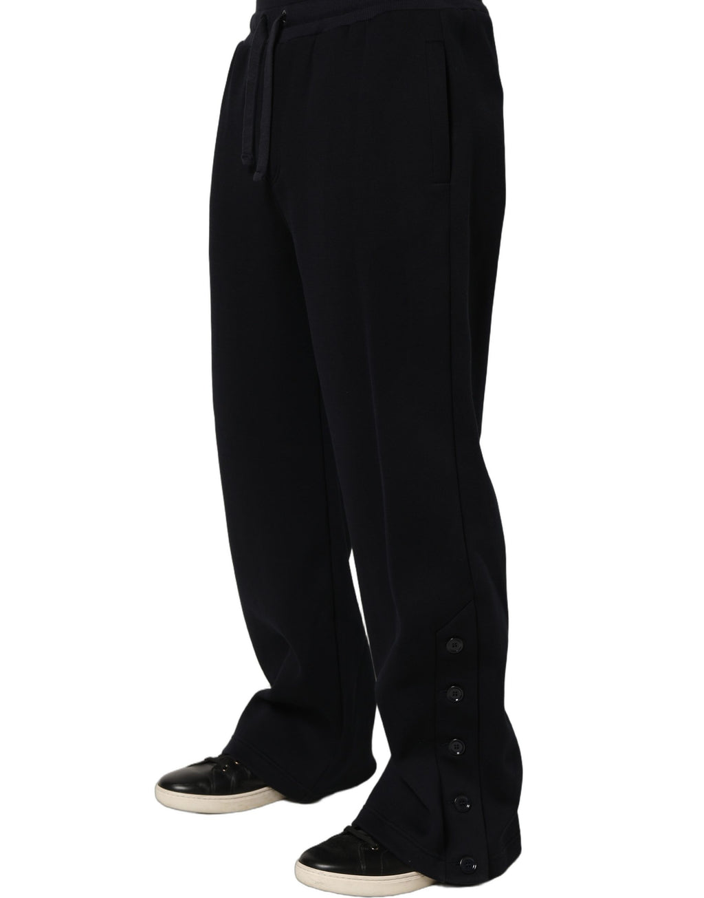 Joggeurs noirs Dolce & Gabbana en viscose avec cordon de serrage, style décontracté pour homme.