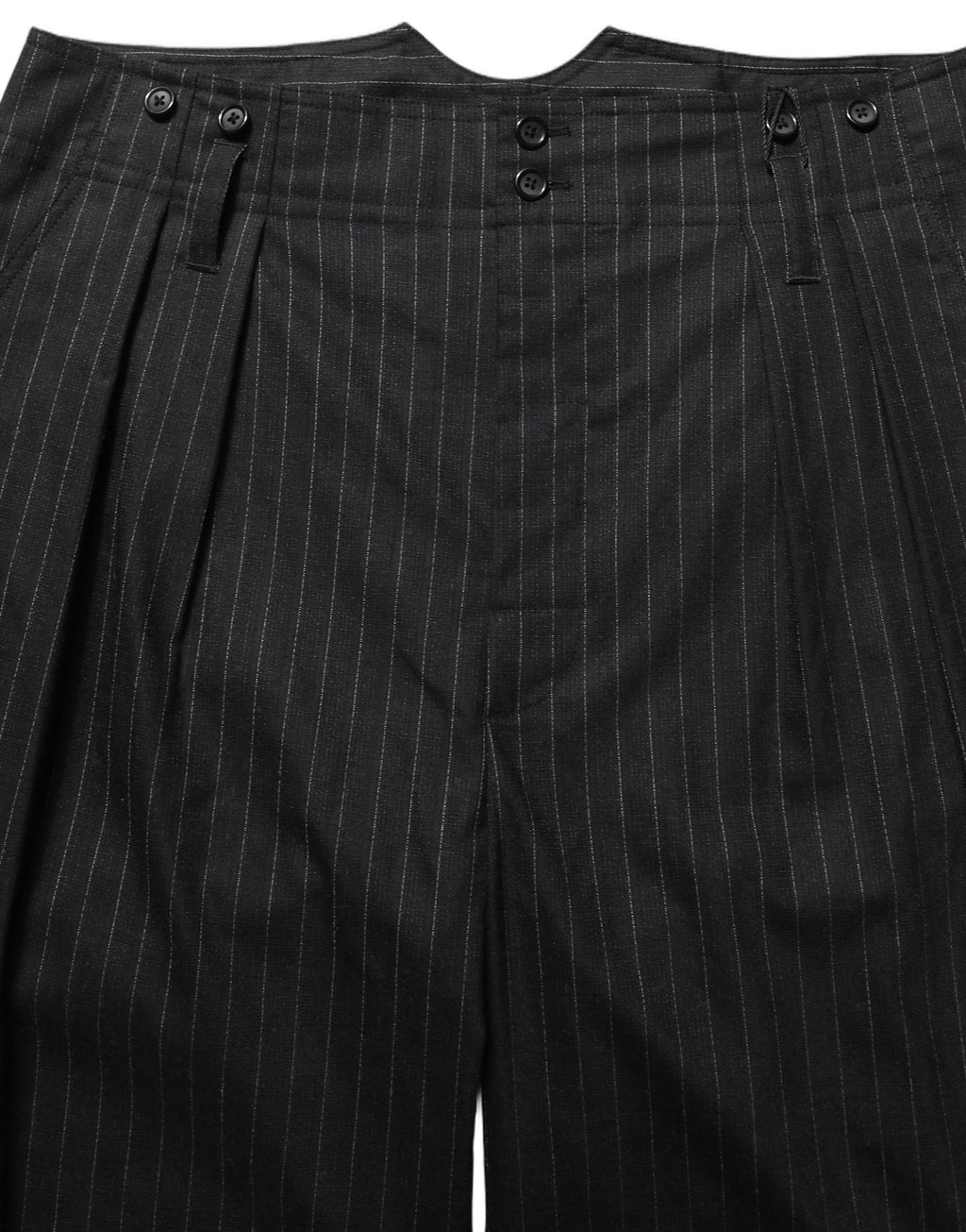 Pantalon homme Dolce & Gabbana en laine noire à rayures fines, costume élégant avec coupe classique.