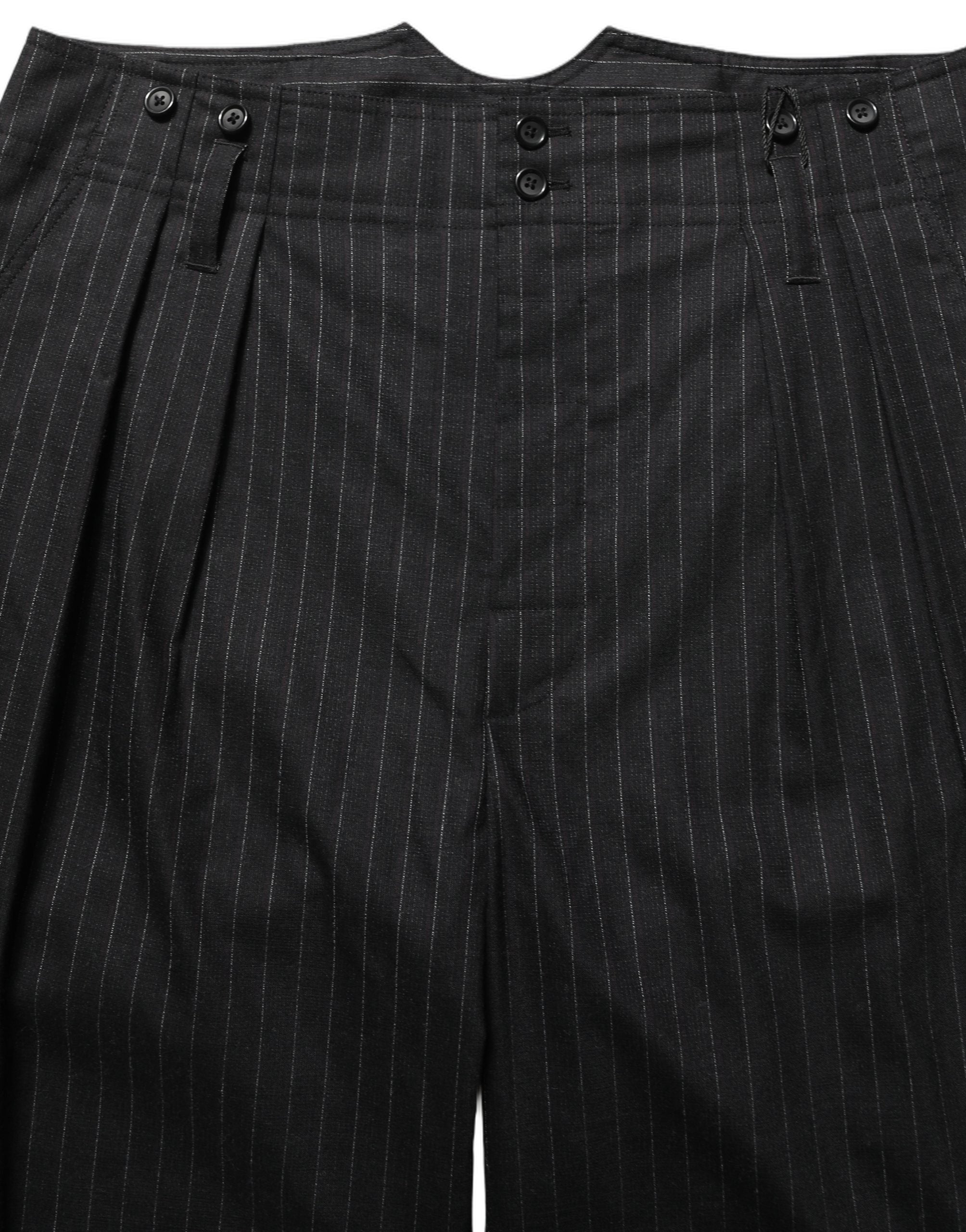 Pantalon homme Dolce & Gabbana en laine noire à rayures fines, costume élégant avec coupe classique.