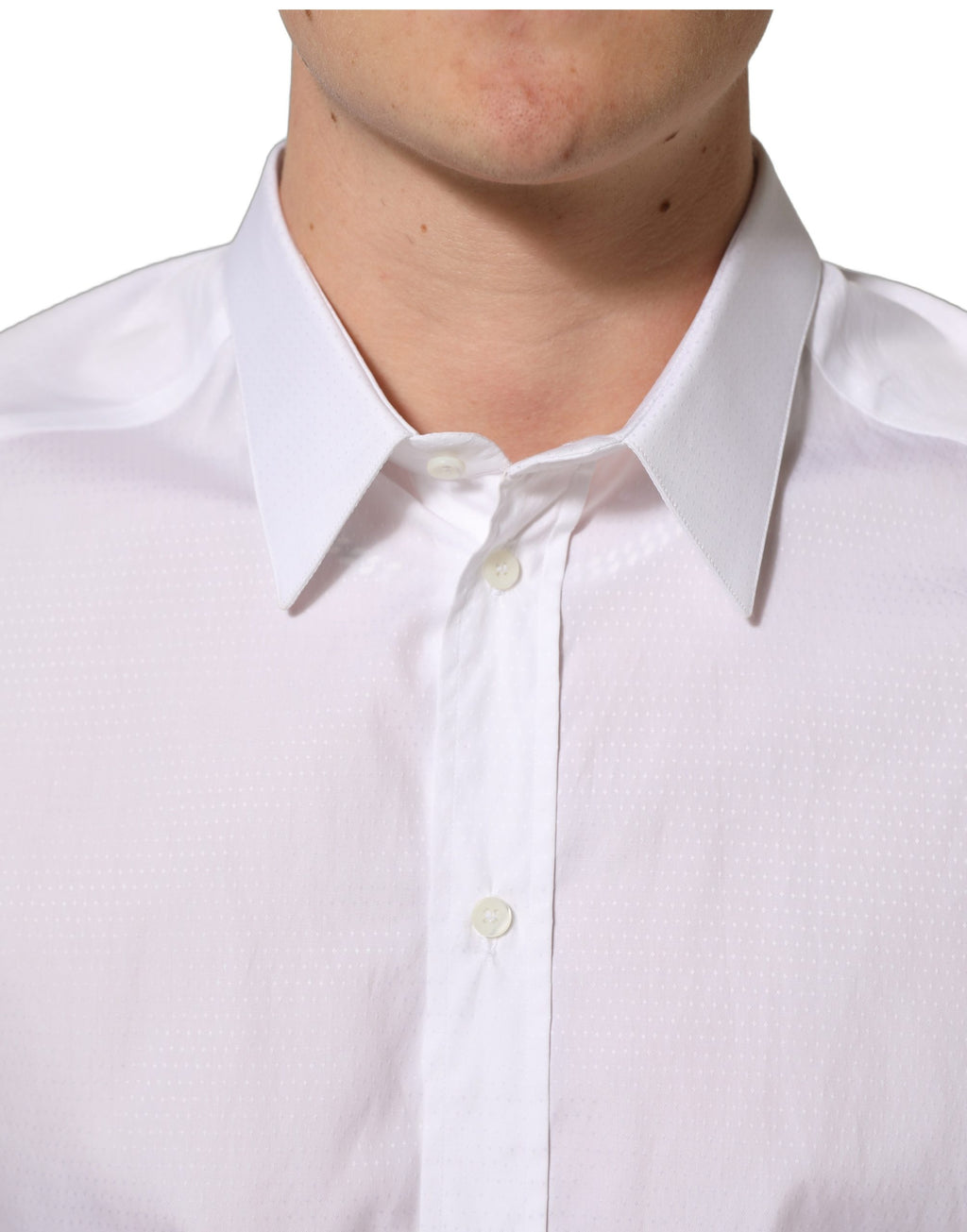 Chemise homme Dolce & Gabbana en coton blanc à manches longues, élégante et classique pour homme.