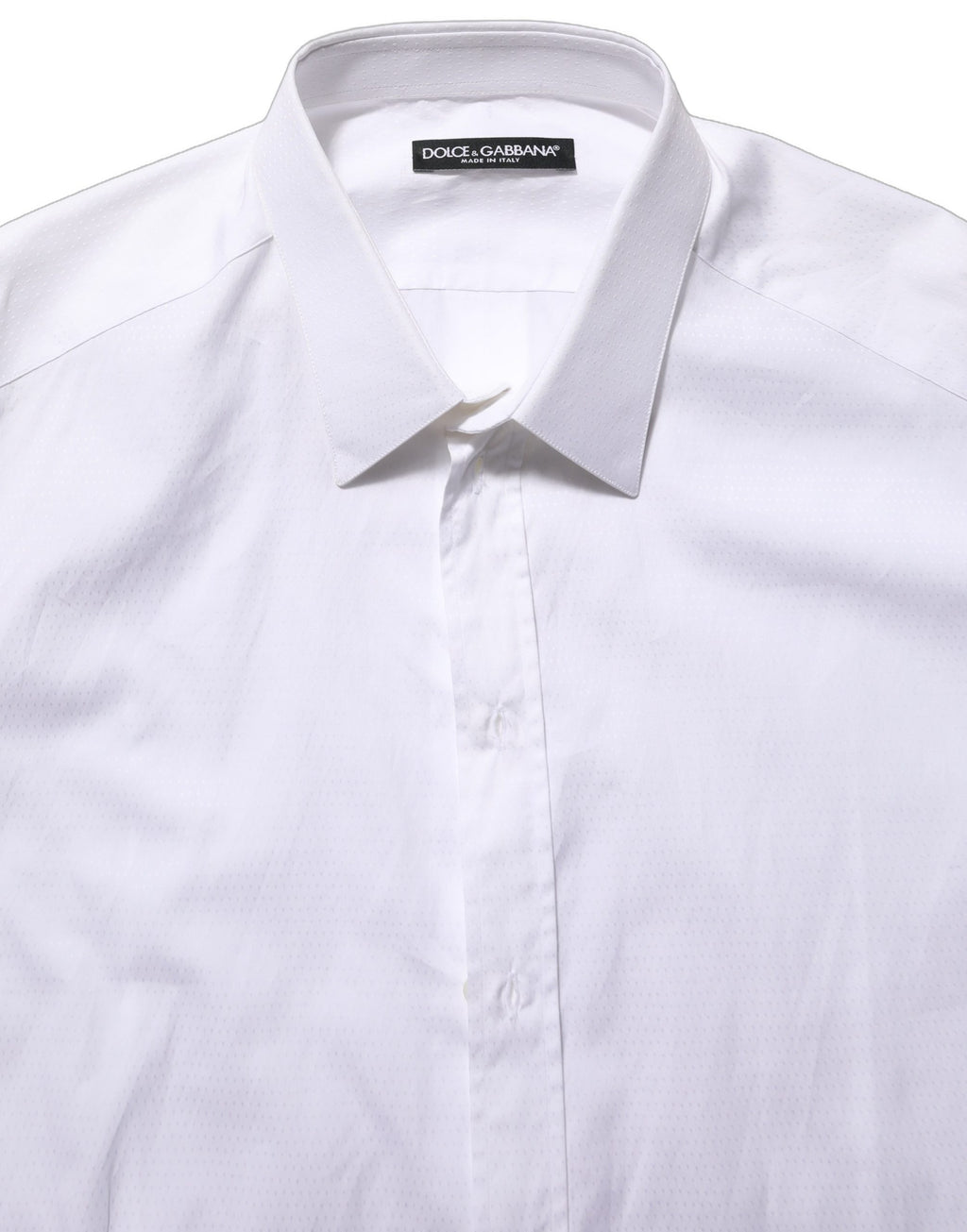 Chemise blanche en coton Dolce & Gabbana pour homme à manches longues, élégante et classique.