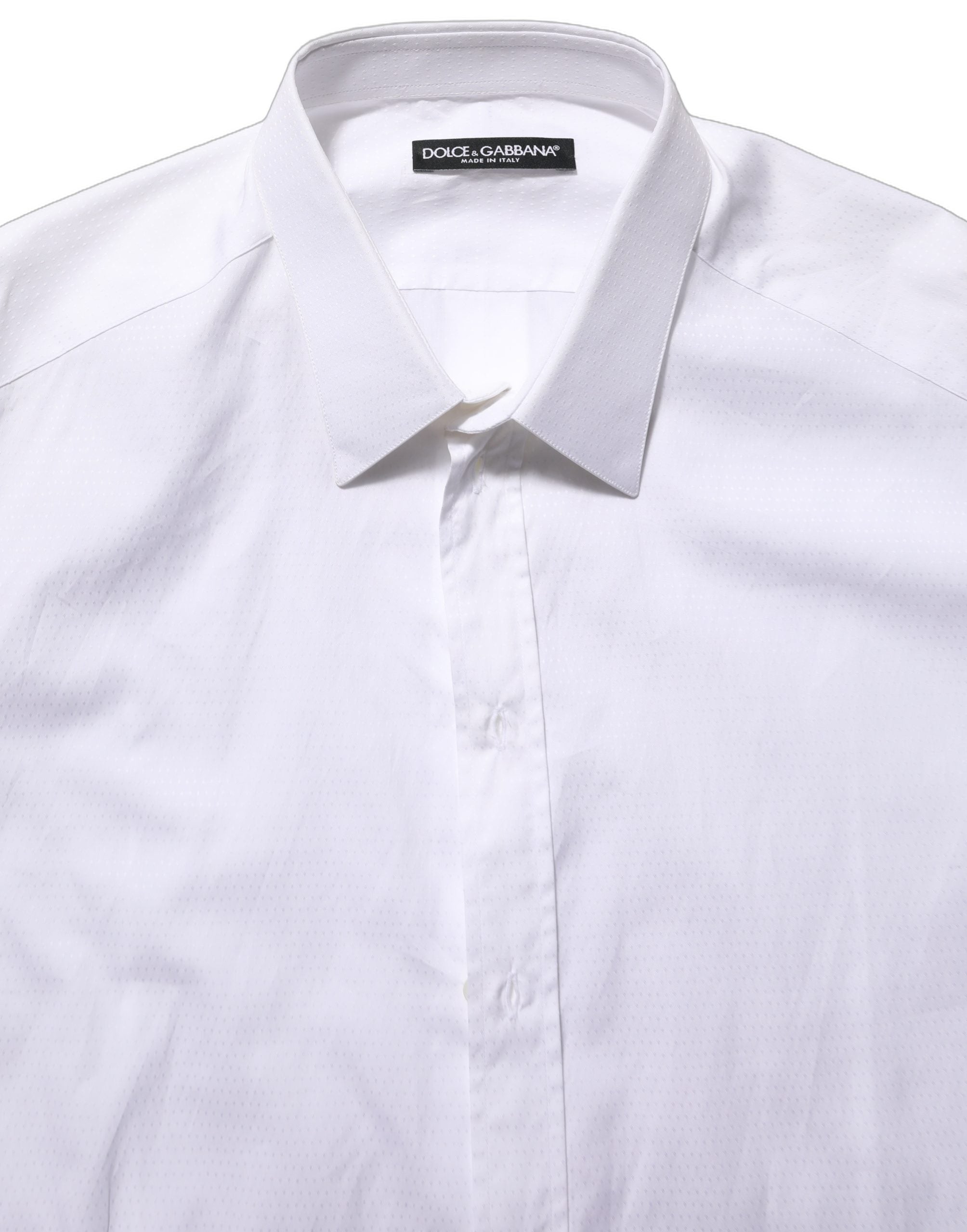 Chemise blanche en coton Dolce & Gabbana pour homme à manches longues, élégante et classique.