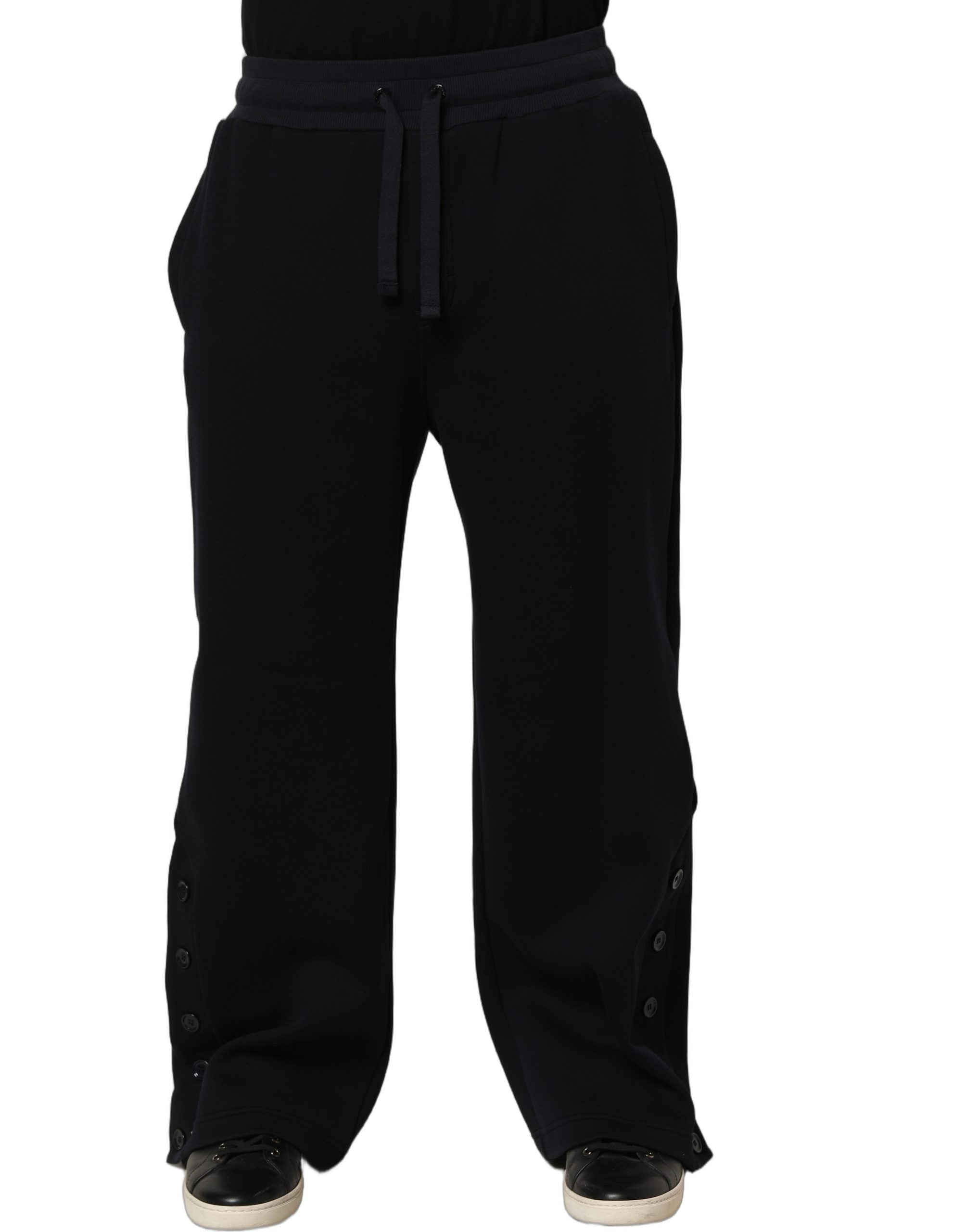 Pantalon de jogging noir Dolce & Gabbana avec cordon de serrage et viscose, pantalon pour homme.