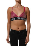 Brassière courte Dolce & Gabbana rose ornée de cristaux, vêtement élégant avec détails brillants et féminin.