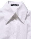 Chemise blanche à col avec manches longues de Dolce & Gabbana, vêtement élégant en coton pour homme ou femme.