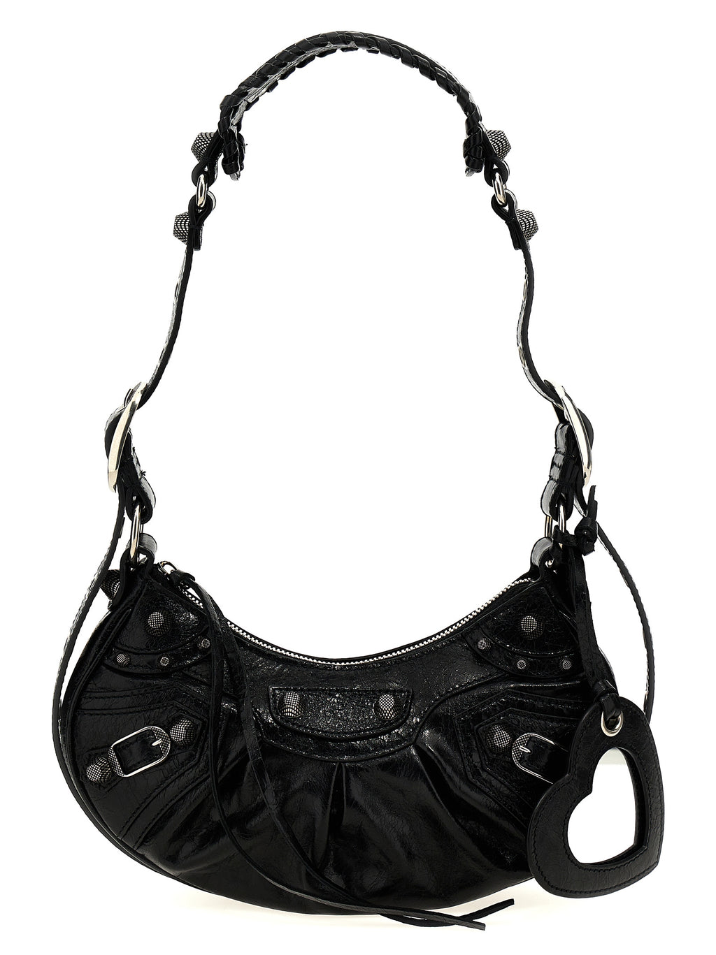 Sac à bandoulière en cuir d'agneau noir de Balenciaga, design élégant avec détails modernes et finition de haute qualité.