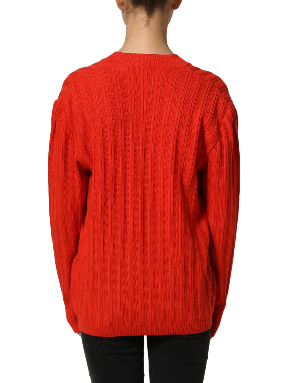 Pull en laine rouge Celine avec boutons et broderies, cardigan chaud et élégant pour femmes.