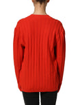 Pull en laine rouge Celine avec boutons et broderies, cardigan chaud et élégant pour femmes.