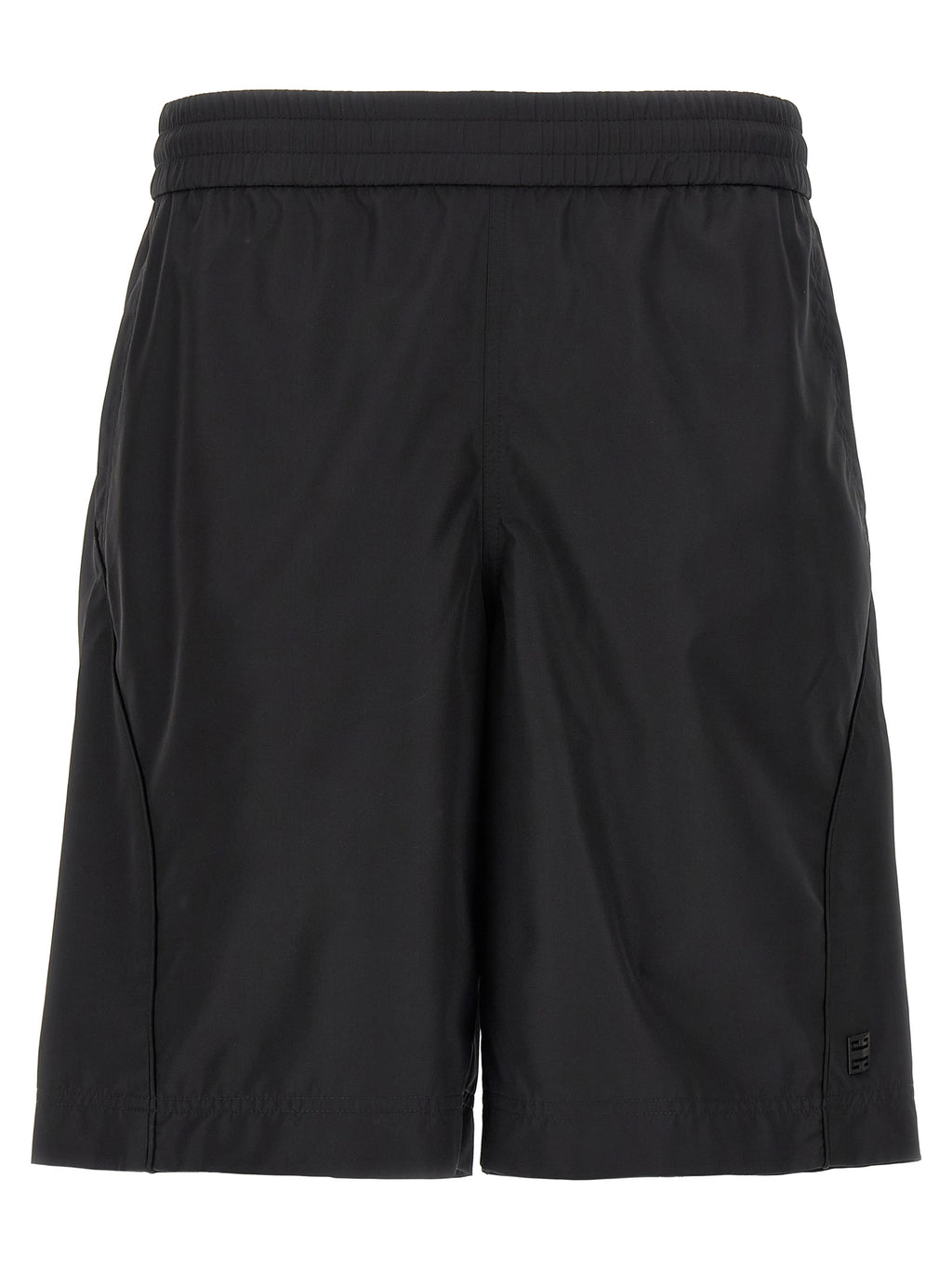 Shorts bermuda noirs en polyester de la marque Givenchy, vue de face, avec coupe élégante et détails modernes.