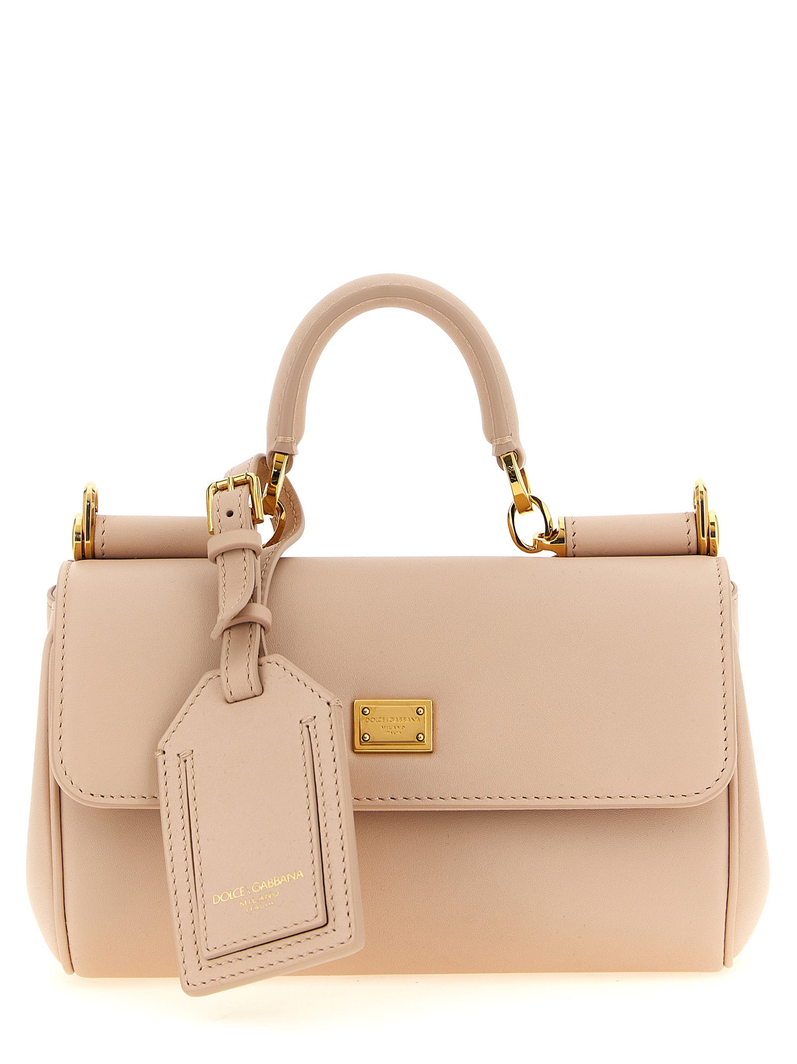 Sac à main en cuir de veau multicolore de Dolce & Gabbana, design élégant et coloré, avec poignées et détails raffinés.