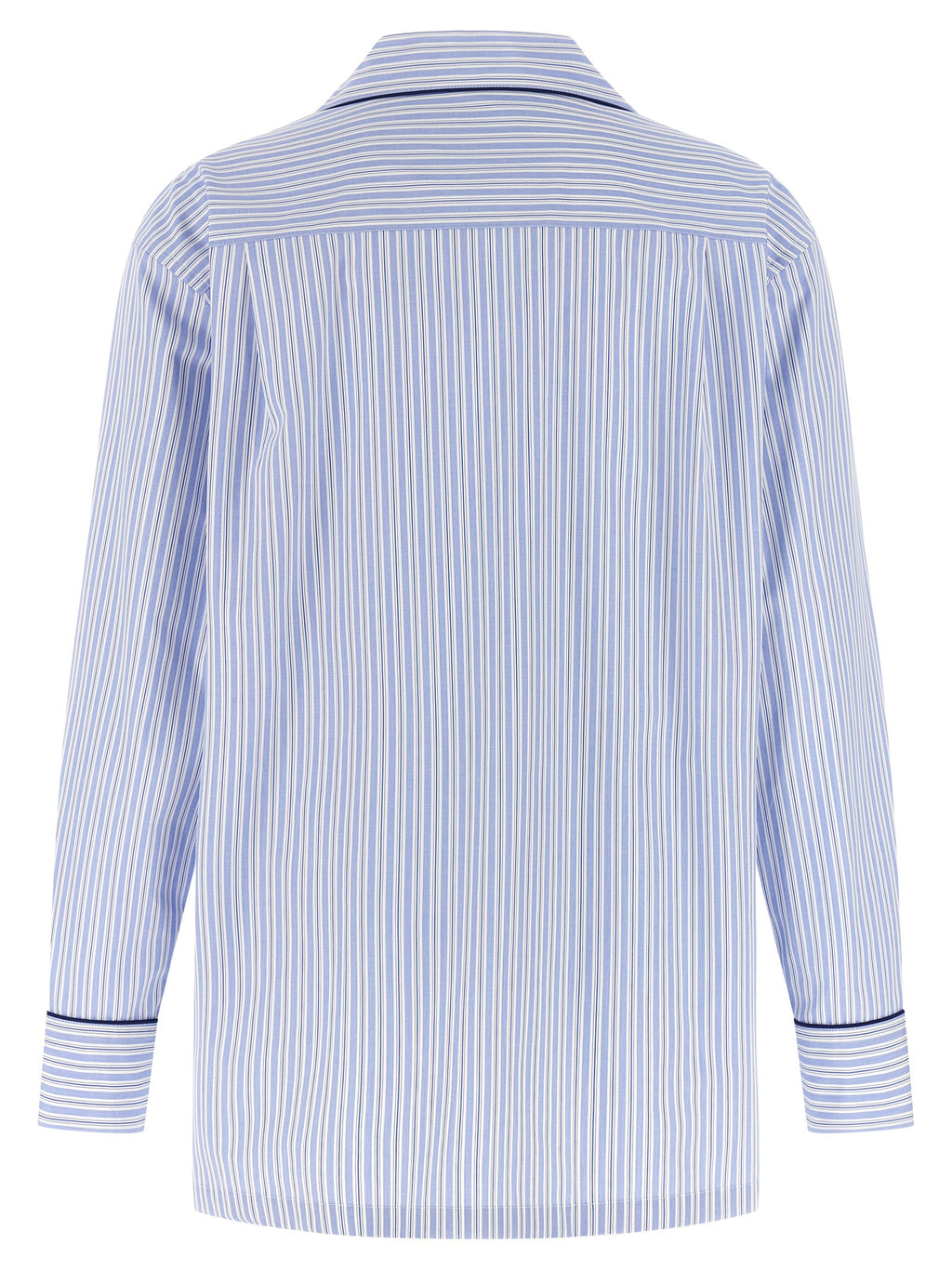 Chemise en coton bleu Dolce & Gabbana avec col classique et manches longues, élégante et raffinée.