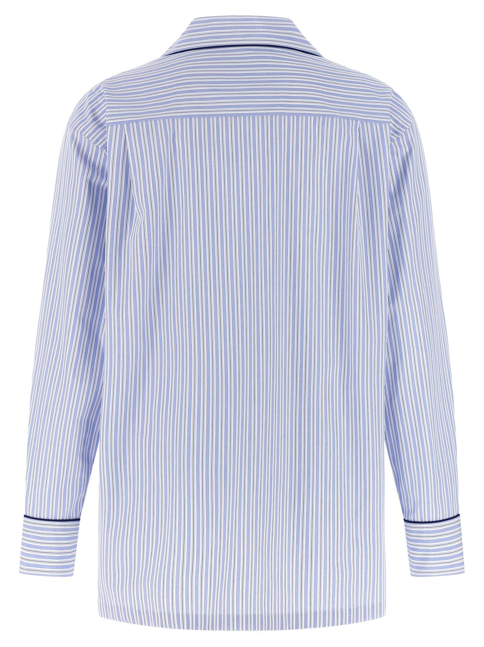 Chemise en coton bleu Dolce & Gabbana avec col classique et manches longues, élégante et raffinée.