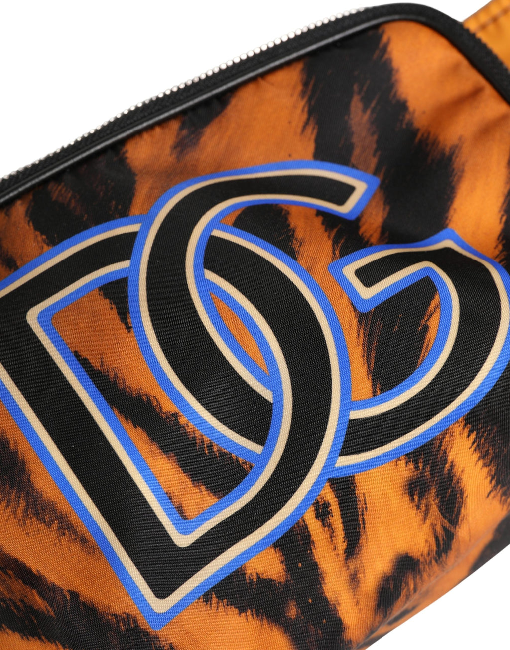 Sac banane en nylon imprimé tigre marron de Dolce & Gabbana, sac à taille pour hommes, mode élégante et pratique.
