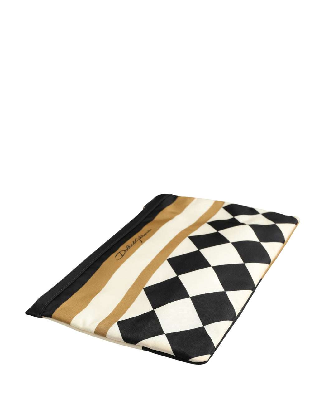 Sac pochette en nylon Dolce & Gabbana à motif à carreaux multicolores et logo, élégant et pratique.