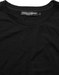 T-shirt homme Dolce & Gabbana en laine noire à col rond et manches courtes, style décontracté et élégant.