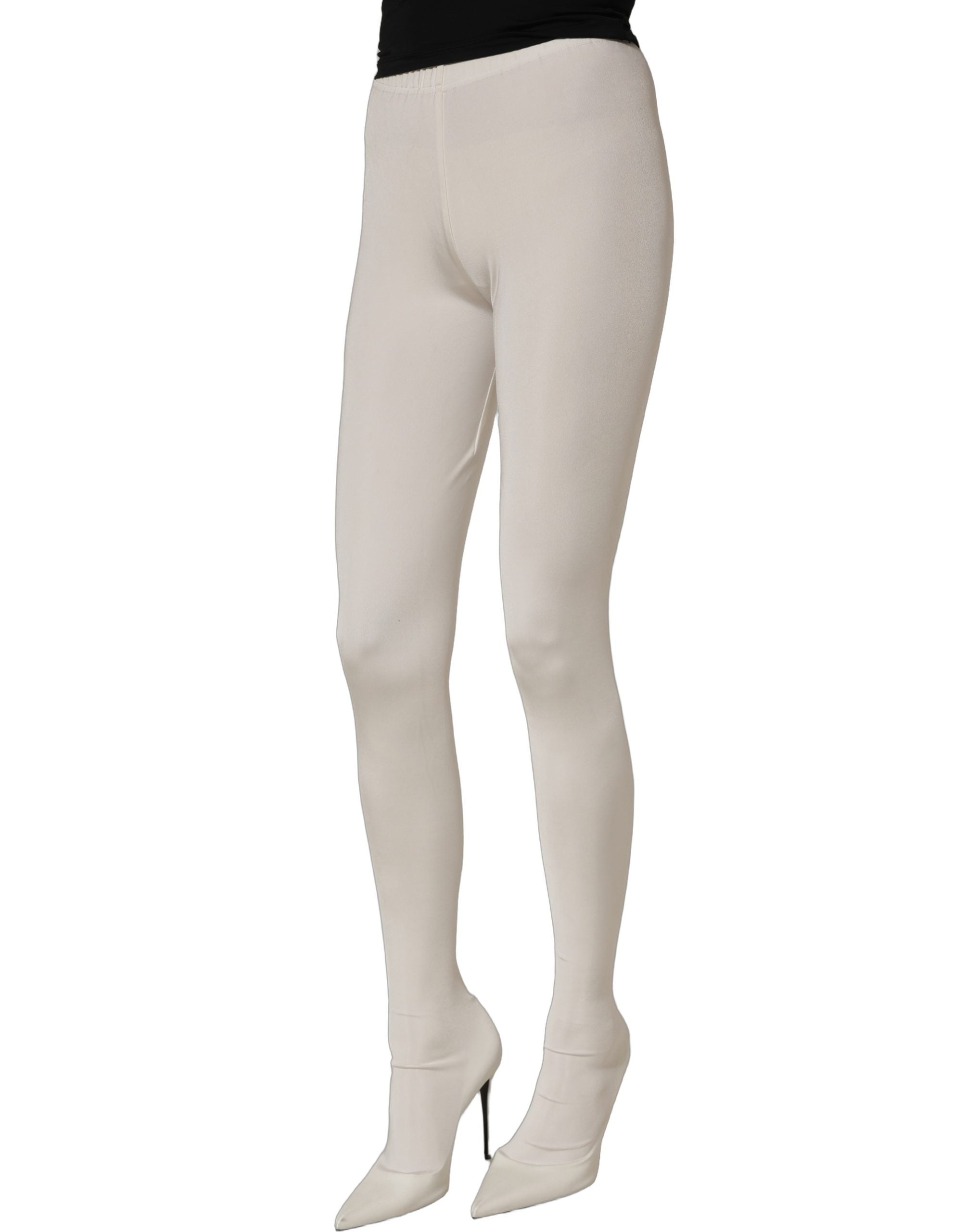 Escarpins blancs Dolce & Gabbana avec talons hauts et chaussures en jersey, élégants et sophistiqués.