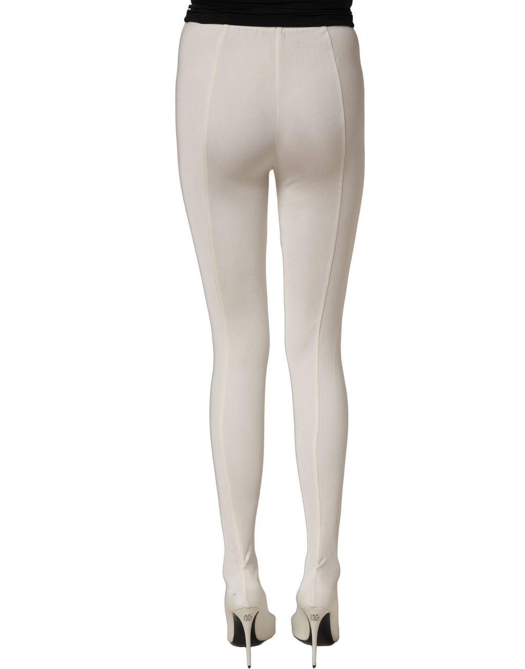 Chaussures à talons hauts blanches Dolce & Gabbana avec collants en jersey, chaussures élégantes pour femmes.