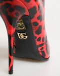 Bottines Dolce & Gabbana Cardinale à talons avec motif léopard rouge, chaussures élégantes et tendance pour femmes.