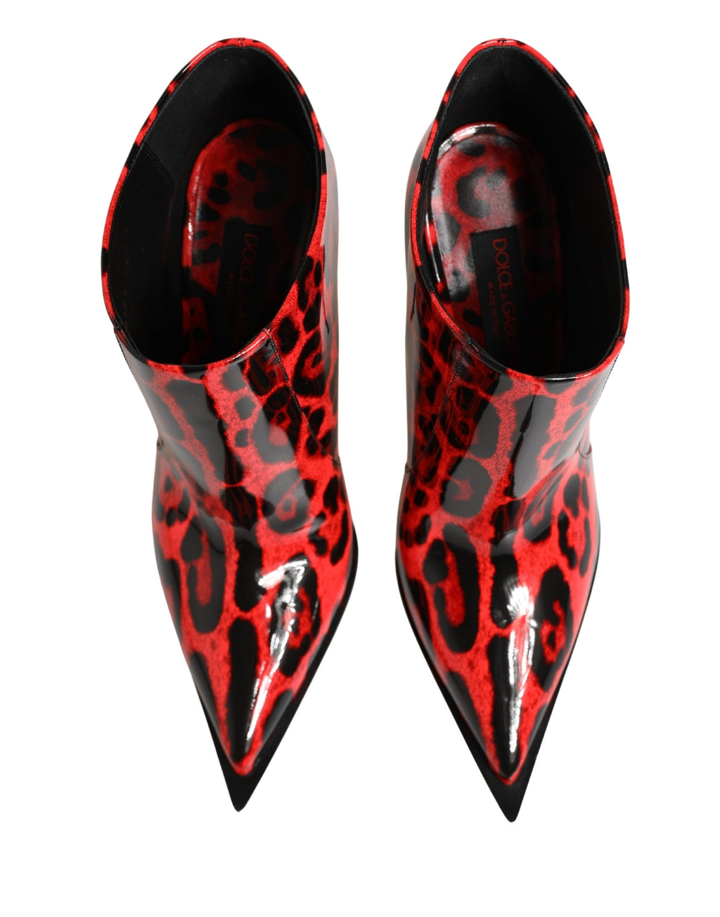 Chaussures Dolce & Gabbana Cardinale à talons avec motif léopard rouge, bottines élégantes en cuir pour femme.