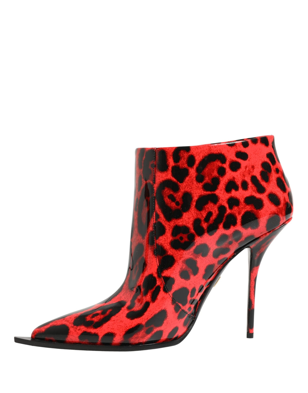 Bottes à talons Dolce & Gabbana Cardinale avec motif léopard rouge, chaussette ankle, style élégant et tendance.