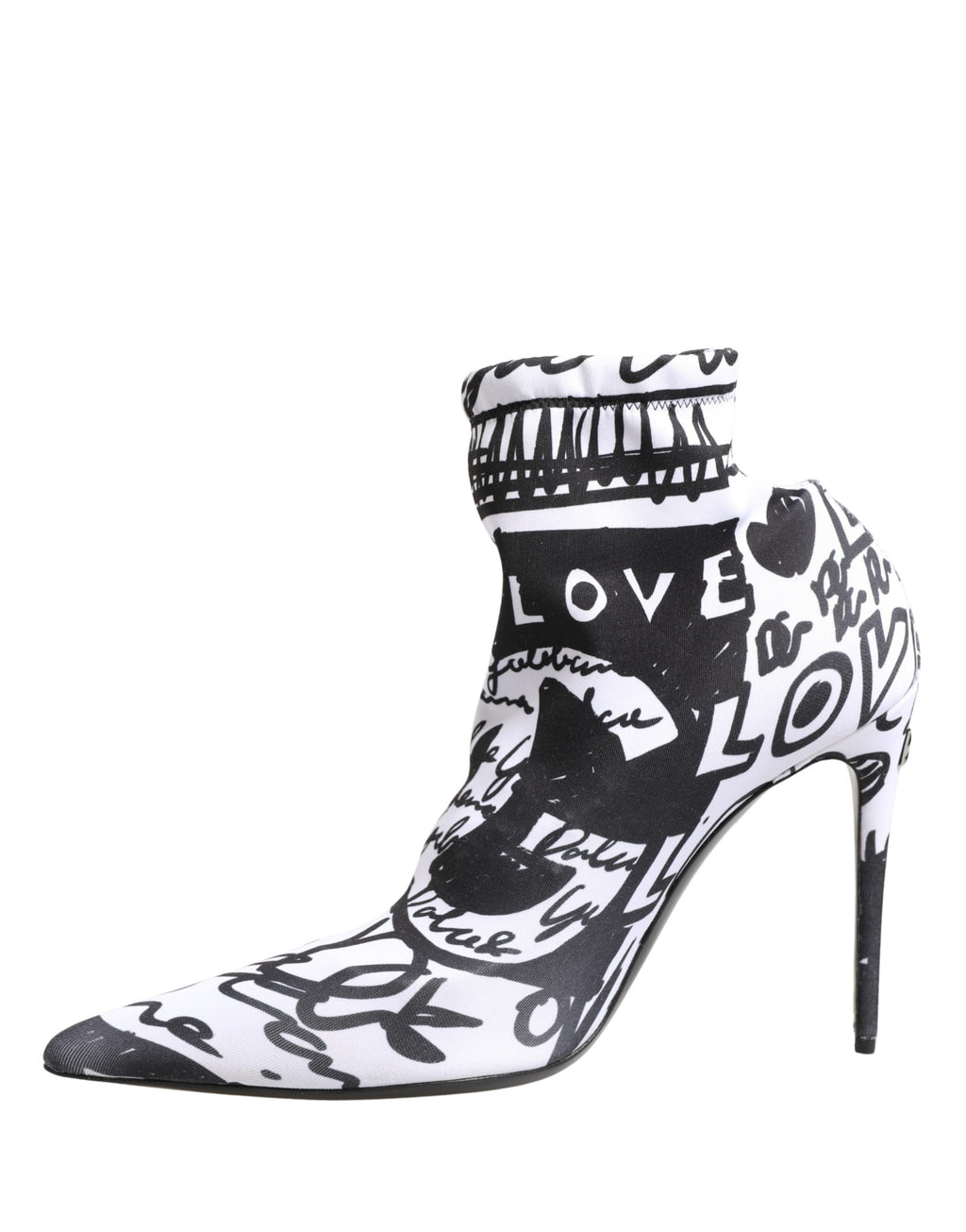 Bottines blanches Dolce & Gabbana Graffiti extensibles, style ankle avec motif graffiti, chaussures élégantes et modernes.