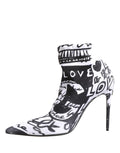 Bottines blanches Dolce & Gabbana Graffiti extensibles, style ankle avec motif graffiti, chaussures élégantes et modernes.