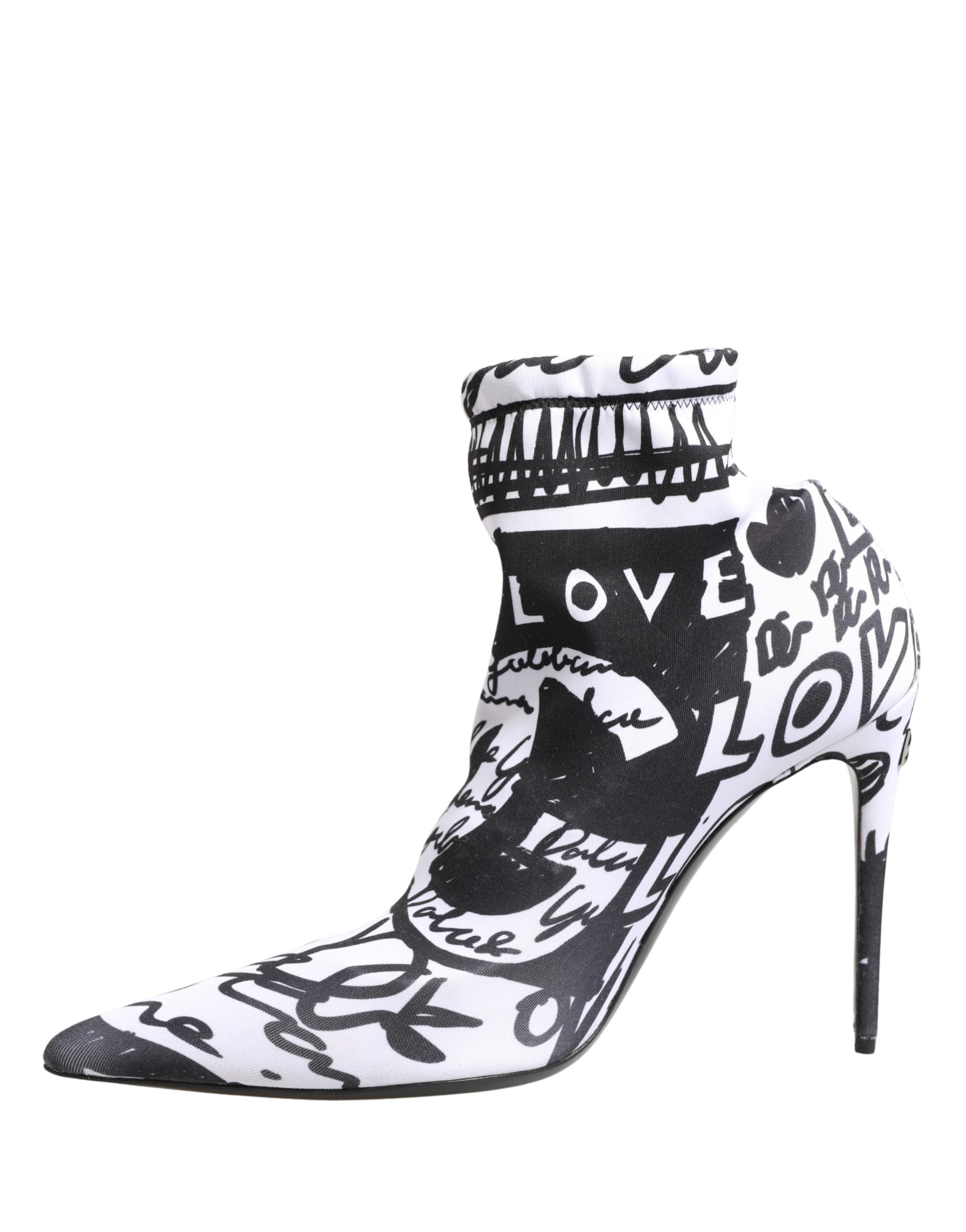 Bottines blanches Dolce & Gabbana Graffiti extensibles, style ankle avec motif graffiti, chaussures élégantes et modernes.